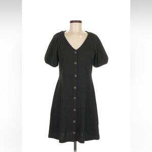 Madewell Black Puff Sleeve Midi Dress